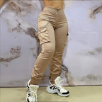 Women's Cargo Pants with Side Pockets and Elastic Waistband