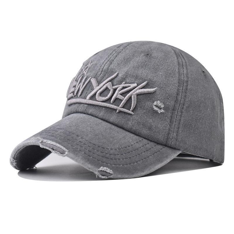 Men's Distressed Casual Embroidered Cap