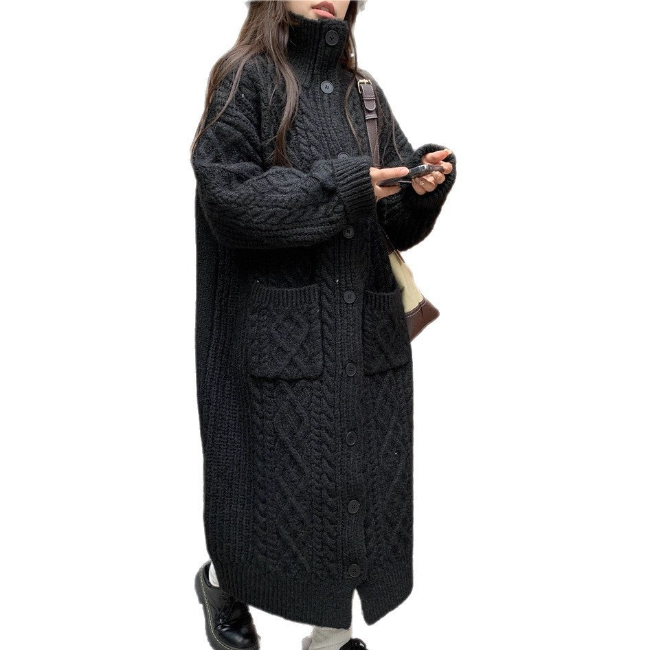 Chunky Knit Button-Up Coat