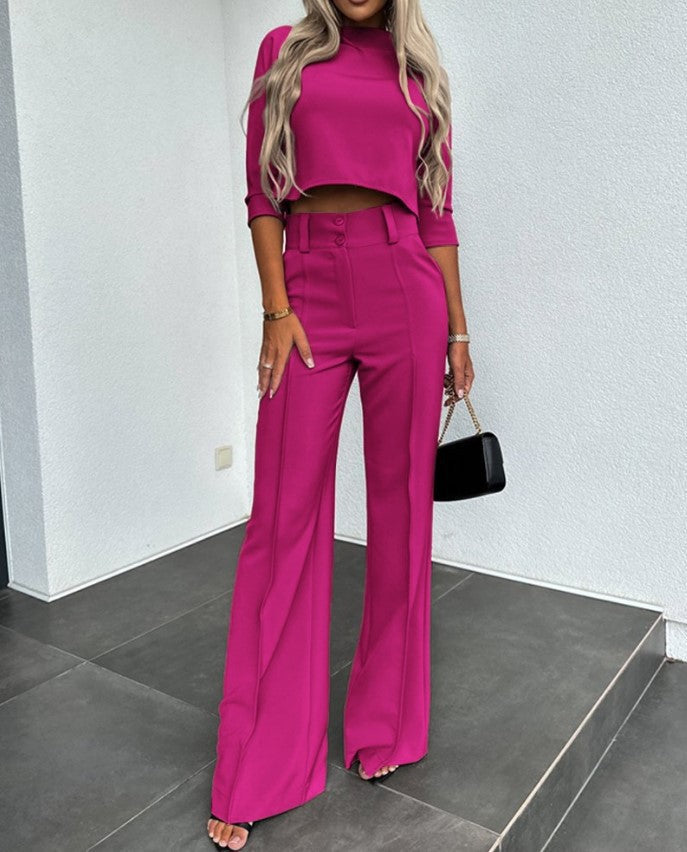 Women's Elegant and Modern Two-Piece Set with Wide Leg Pants