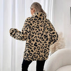 Women's Fleece Pullover with Leopard Print