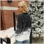 Women's Cozy Knit Sweater with Winter Snowflake Motif