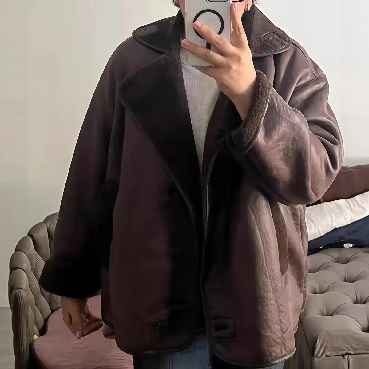 Women's Elegant Oversized Jacket with Soft Lining and Refined Texture