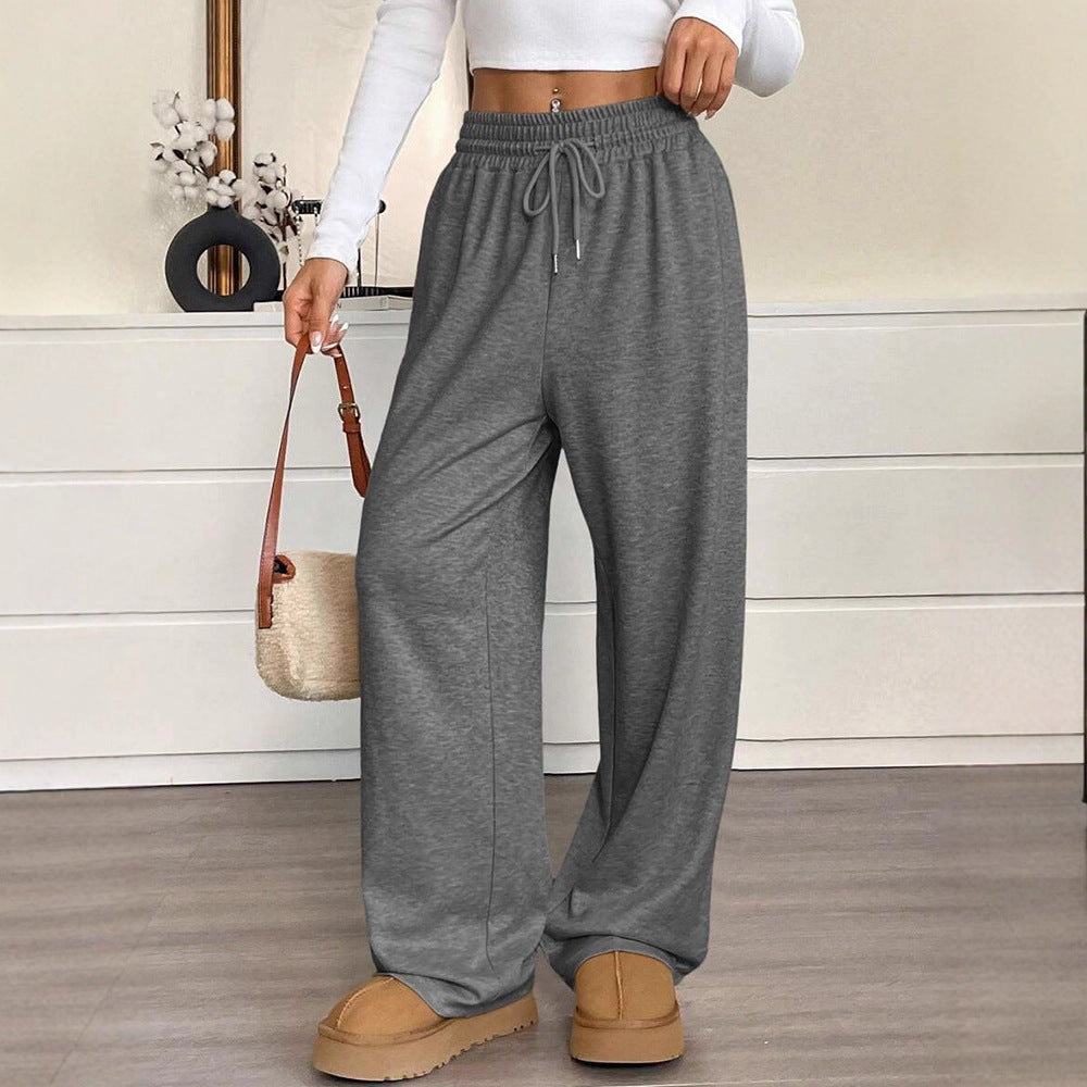 Women's Comfortable Wide-Leg Leisure Pants with Elastic Waistband