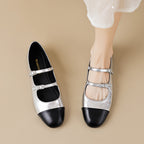 Women's Double-Strap Metallic Ballet Flats