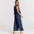 Casual Jumpsuit with Voluminous Bodice and Side Pockets