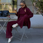 Women's Comfortable Knit Suit with Cardigan