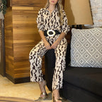 Women's Graphic Print Blouse and Pants Set
