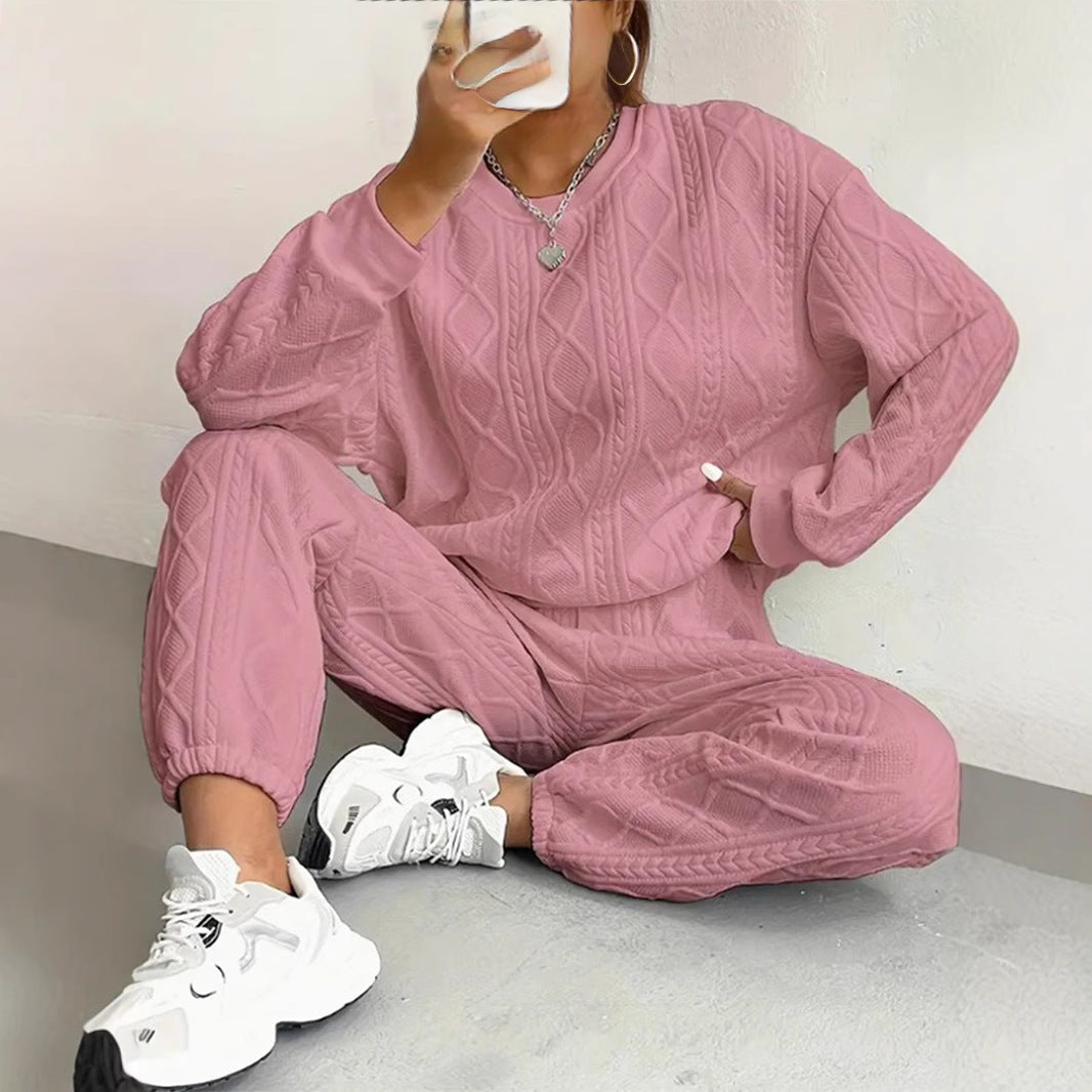 Women's Cozy Textured Knit Loungewear Set