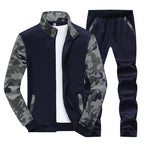 Men's Sportive Tracksuit Set with Camouflage Sleeves