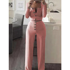 Women's Comfortable and Stylish 2-Piece Knit Suit with Button Details