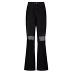 Women's Flared Jeans with Distressed Design