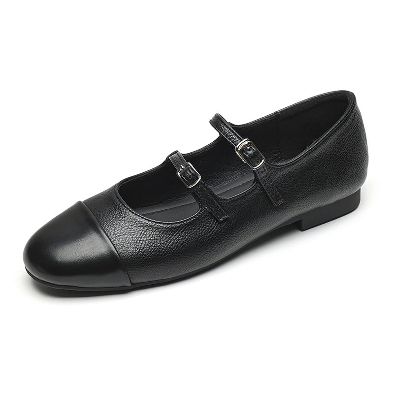Women's Double-Strap Metallic Ballet Flats