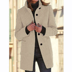 Women's Elegant Wool Jacket with Pockets and Button Closure