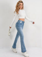 Women's High-Waisted Flared Jeans with Darts