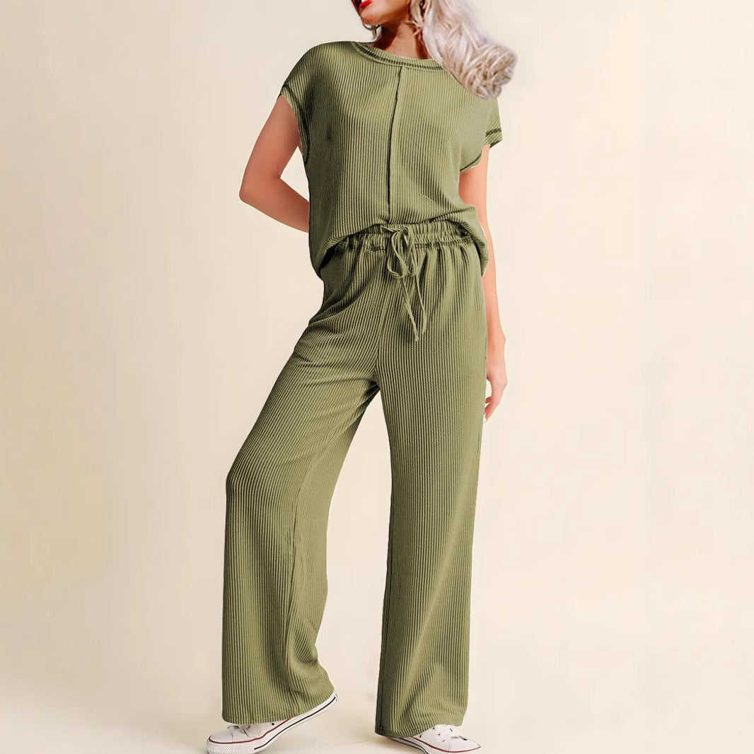 Women's Casual Wide-Leg Jumpsuit with Elastic Waist
