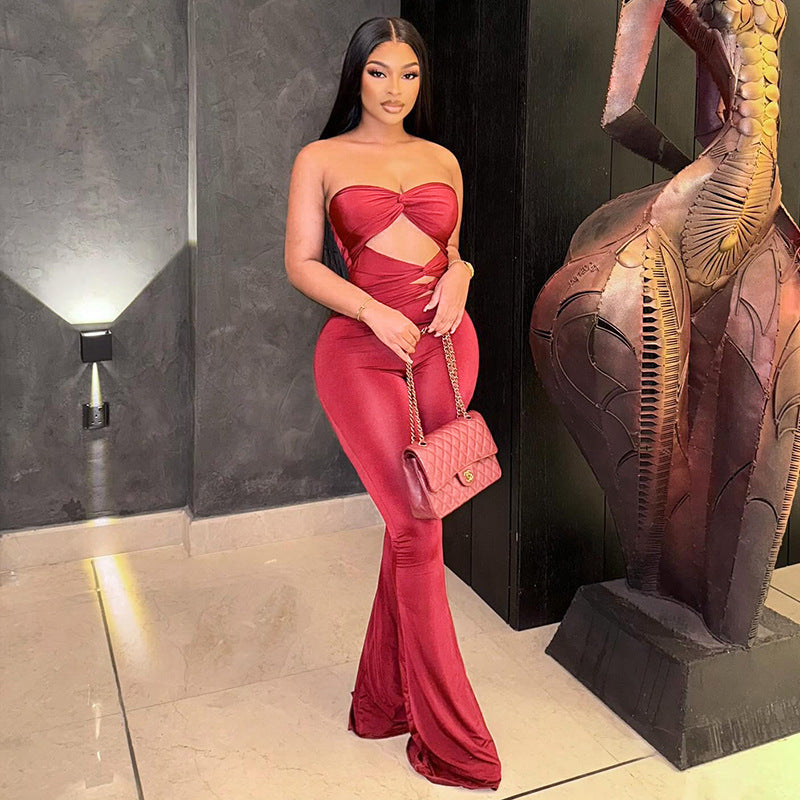 Elegant Cut-Out Jumpsuit with Flowing Legs