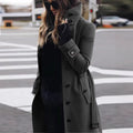 Elegant Trench Coat with High Collar and Pockets