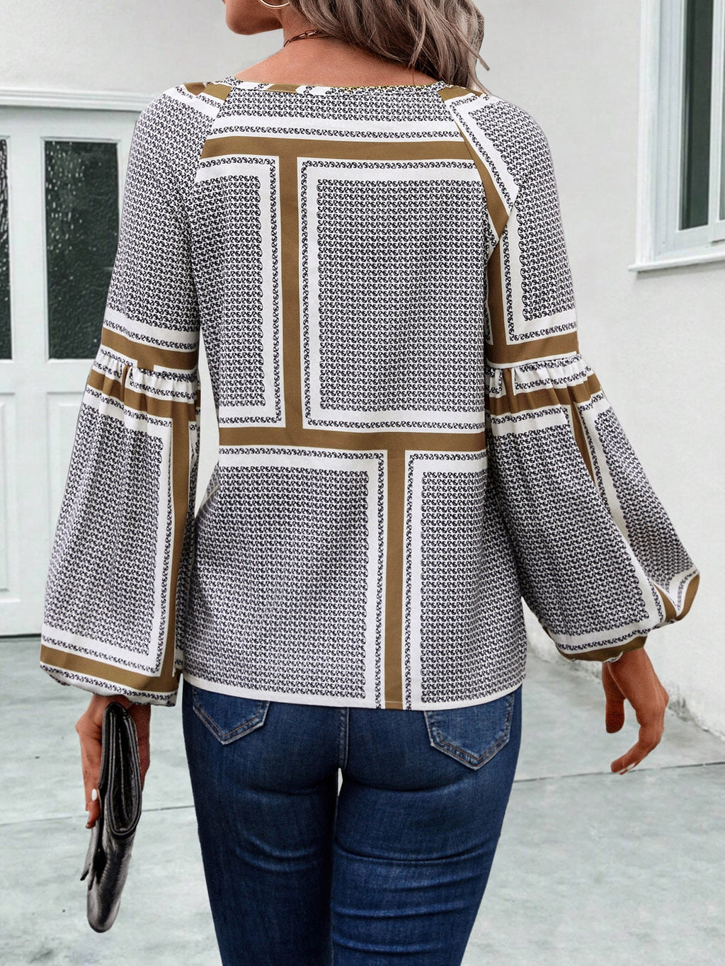 Women's Blouse with Elegant Ruffle Details and Modern Pattern