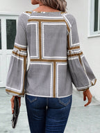 Women's Blouse with Elegant Ruffle Details and Modern Pattern