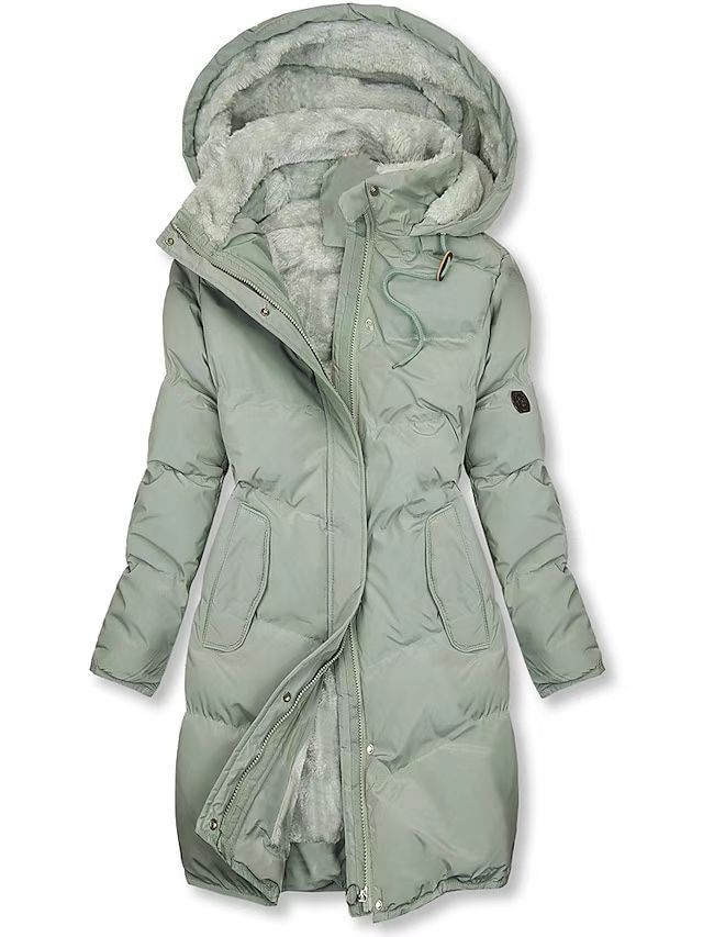 Women's Lined Winter Parka with Detachable Hood and Soft Lining