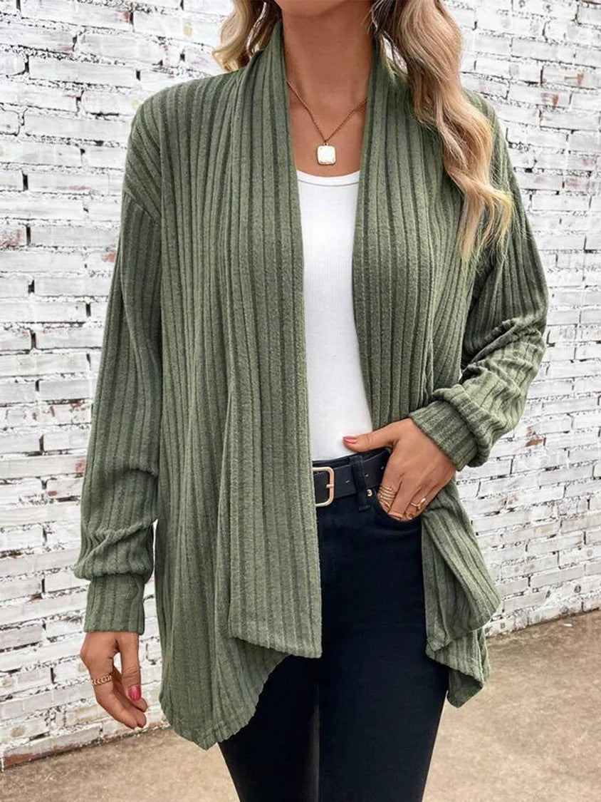 Women's Trendy Cardigan with Textured Design and Open Cut