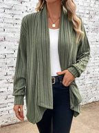 Women's Trendy Cardigan with Textured Design and Open Cut