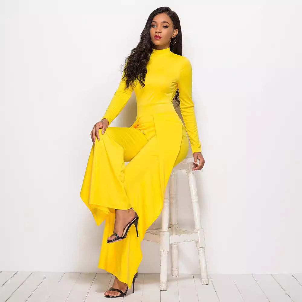 Women's Elegant and Flowing Long-Sleeve Jumpsuit