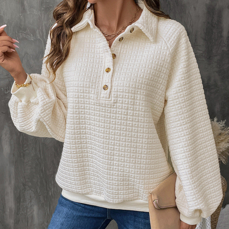 Women's Fleece Sweater with Wood Button Details and Casual Fit