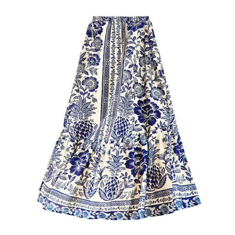 Women's Swimsuit with Floral Pattern and Chic Skirt