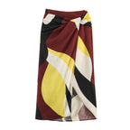 Women's Graphic Print Maxi Skirt with Draping