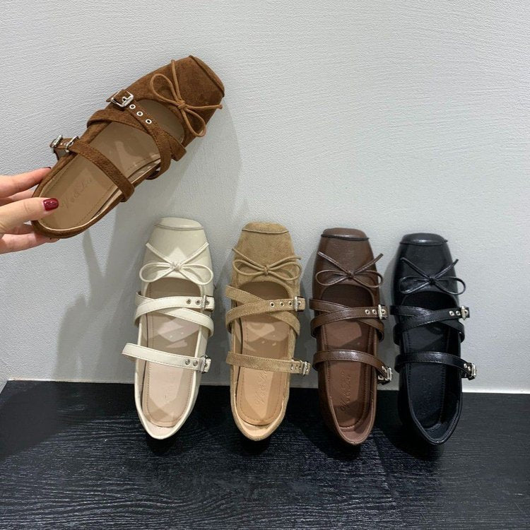 Women's Ballerina Flats with Decorative Strap