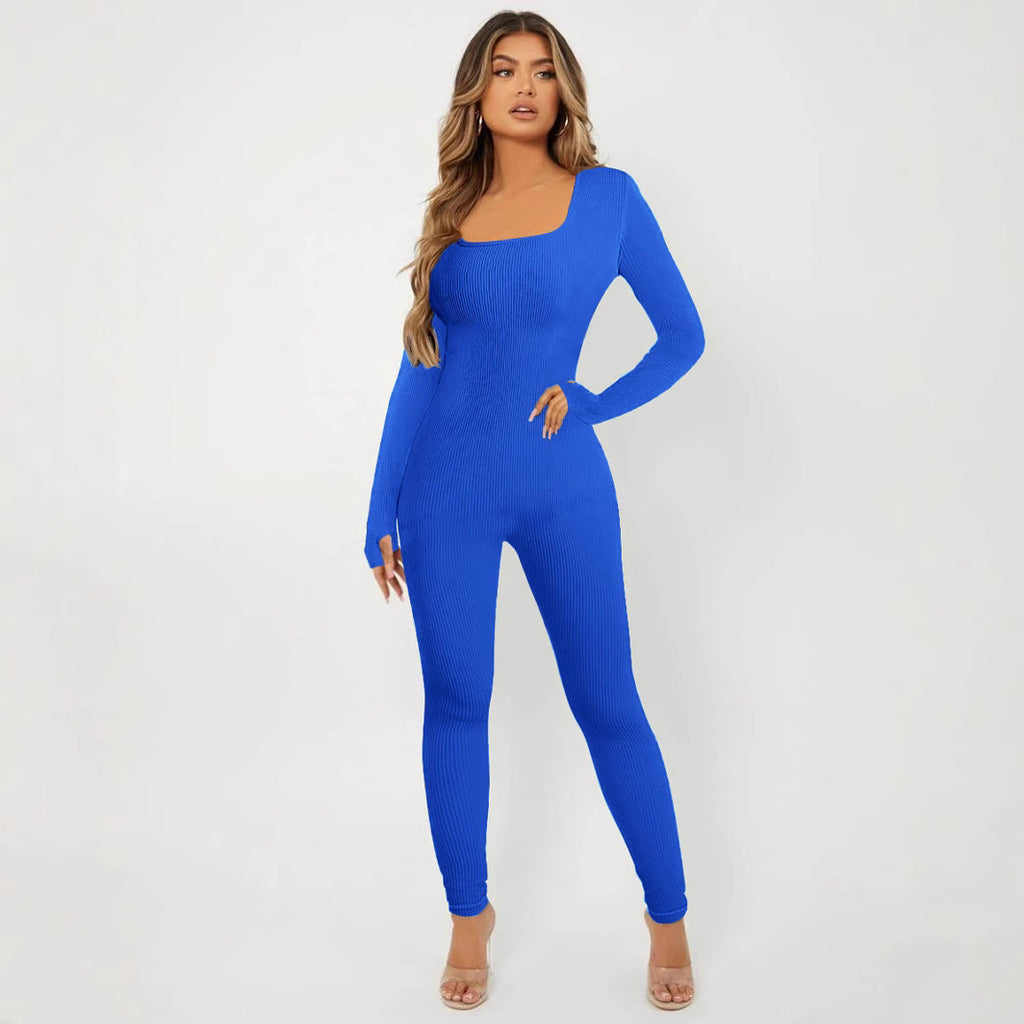 Women's Long-Sleeve Ribbed Jumpsuit