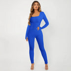 Women's Long-Sleeve Ribbed Jumpsuit