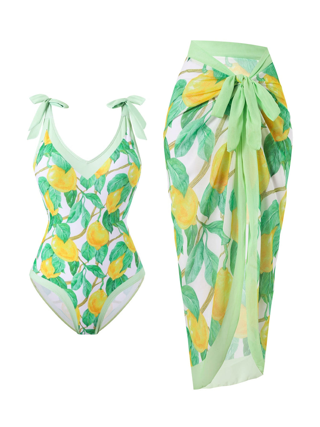 Women's Floral Swimsuit with Sheer Wrap Skirt