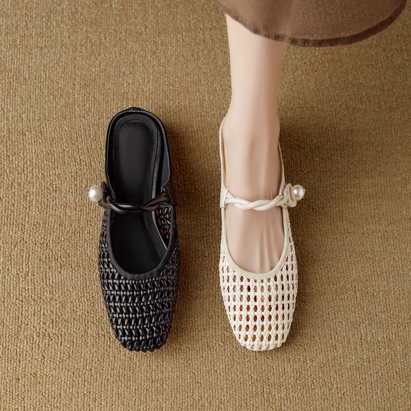 Women's Ballet Flats with Elegant Mesh Design and Stylish Strap