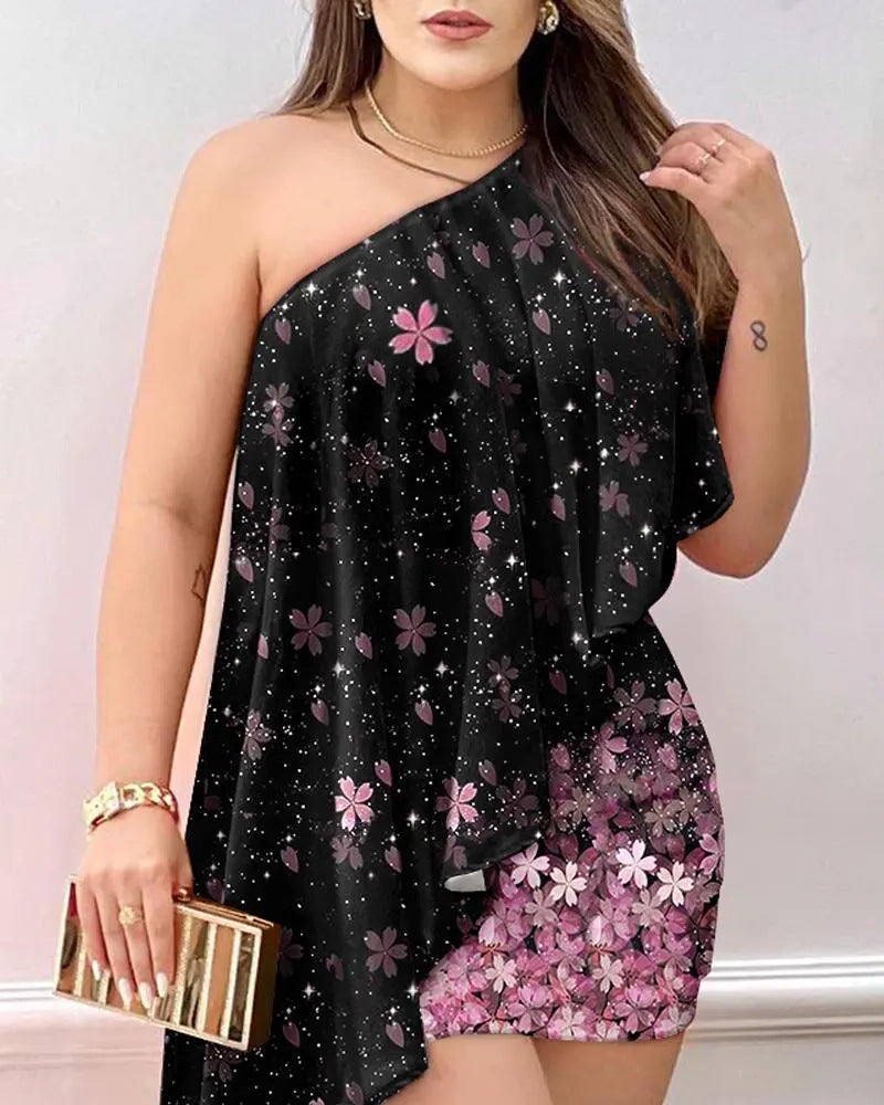 Women's Asymmetrical Floral Minidress
