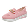 Women's Breathable Slip-On Sneakers with Fashionable Chain Detail