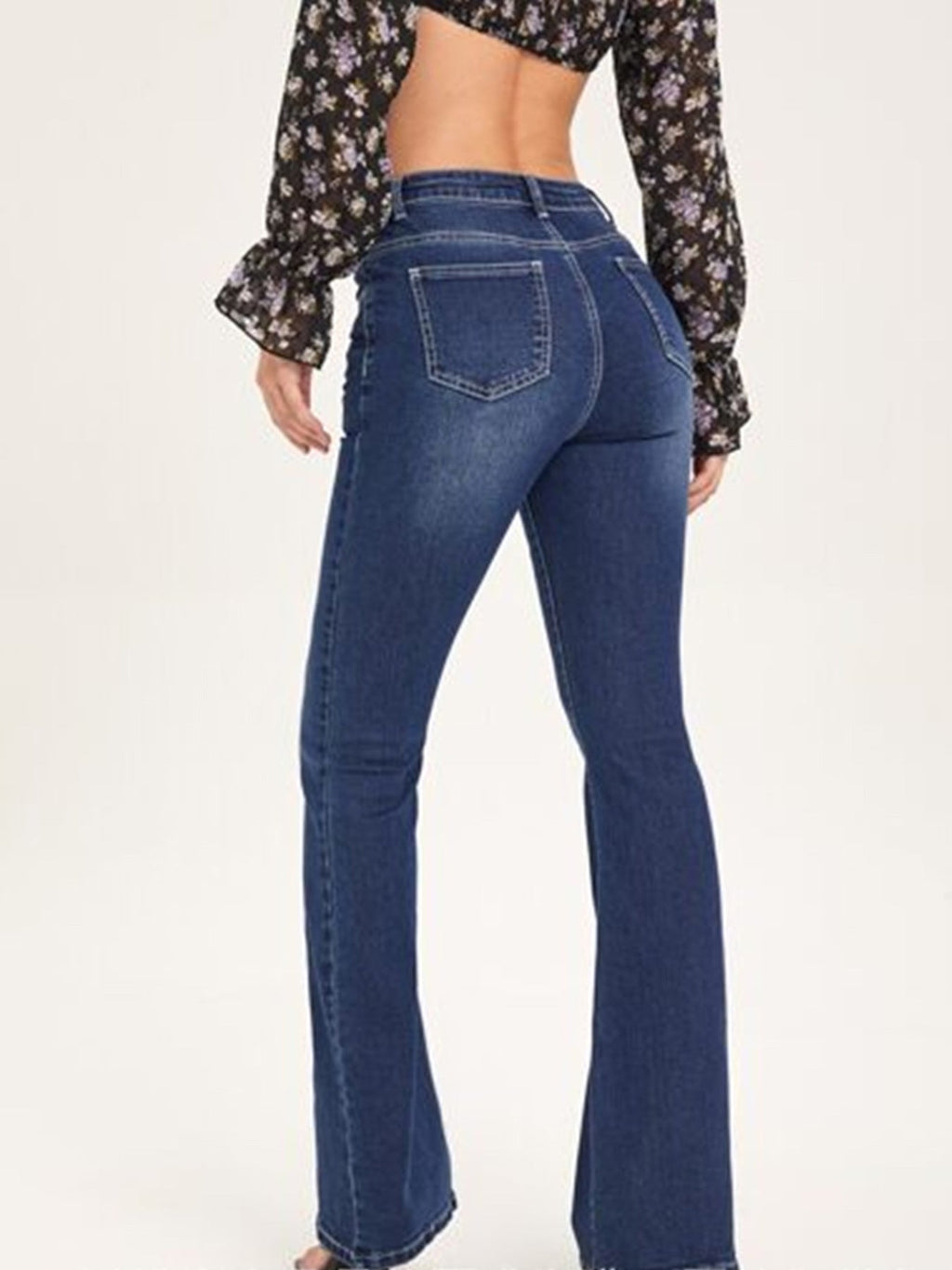 Women's High-Waisted Distressed Bootcut Jeans