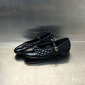 Women's Ballet Flats with Elegant Quilting and Decorative Strap