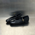 Women's Ballet Flats with Elegant Quilting and Decorative Strap