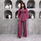 Women's Elegant Set with Long Blouse and Wide Pants