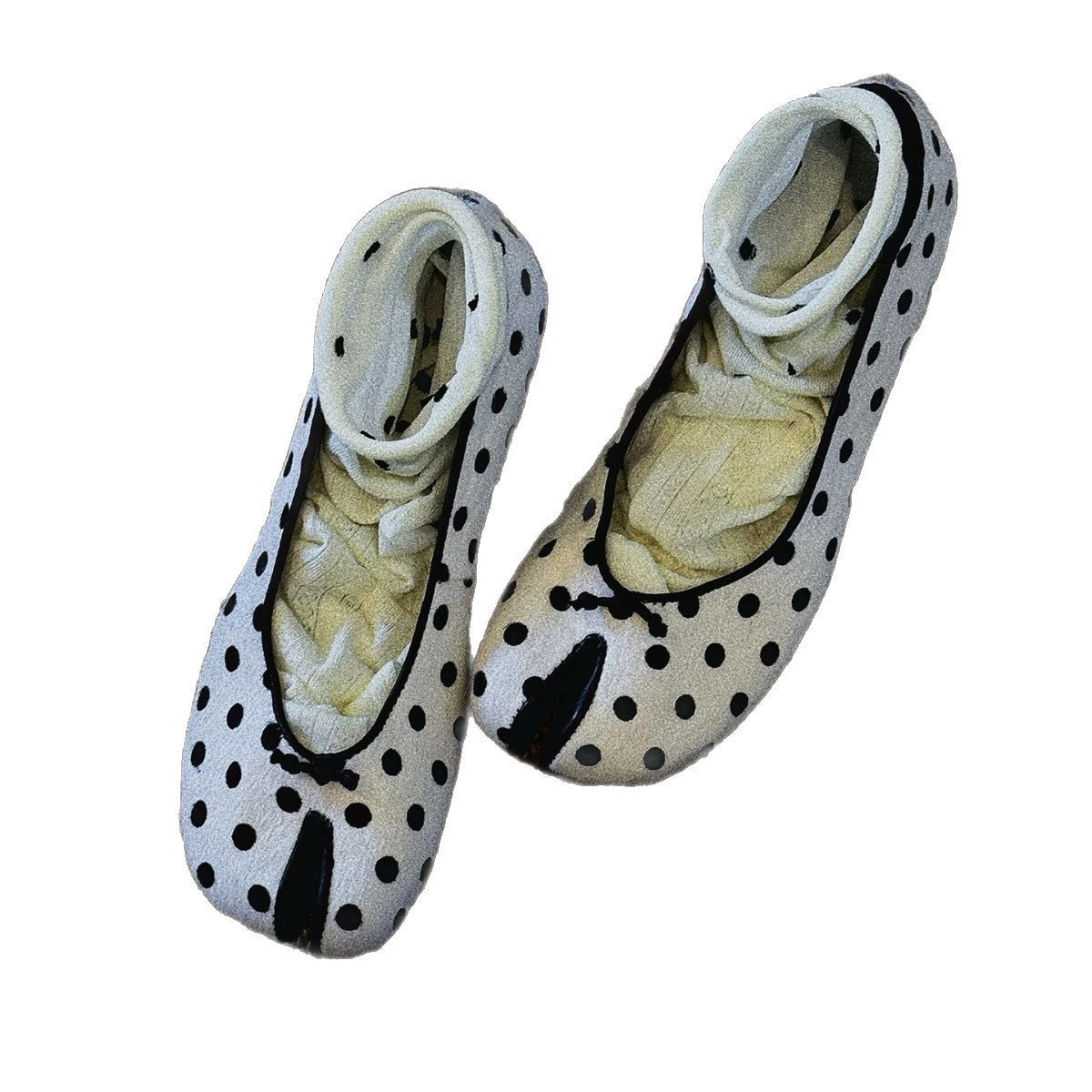Women's Ballerina Flats with Polka Dot Pattern and Innovative Toe Design