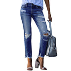 Women's Distressed Jeans with Frayed Hems