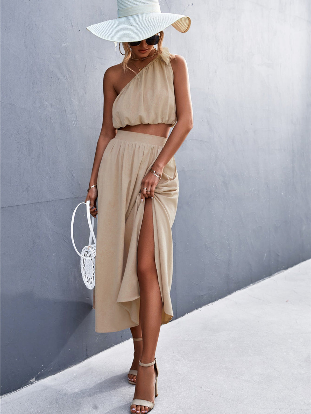 Women's Airy Summer Top and Wide Midi Skirt
