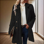 Women's Fashionable Chunky Knit Coat with Double-Button Details
