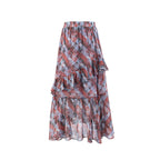 Women's Maxi Skirt with Voluminous Ruffles and Graphic Pattern