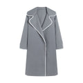 Women's Elegant Coat with Stylish Fold-Over Collar and Contrasting Stitching