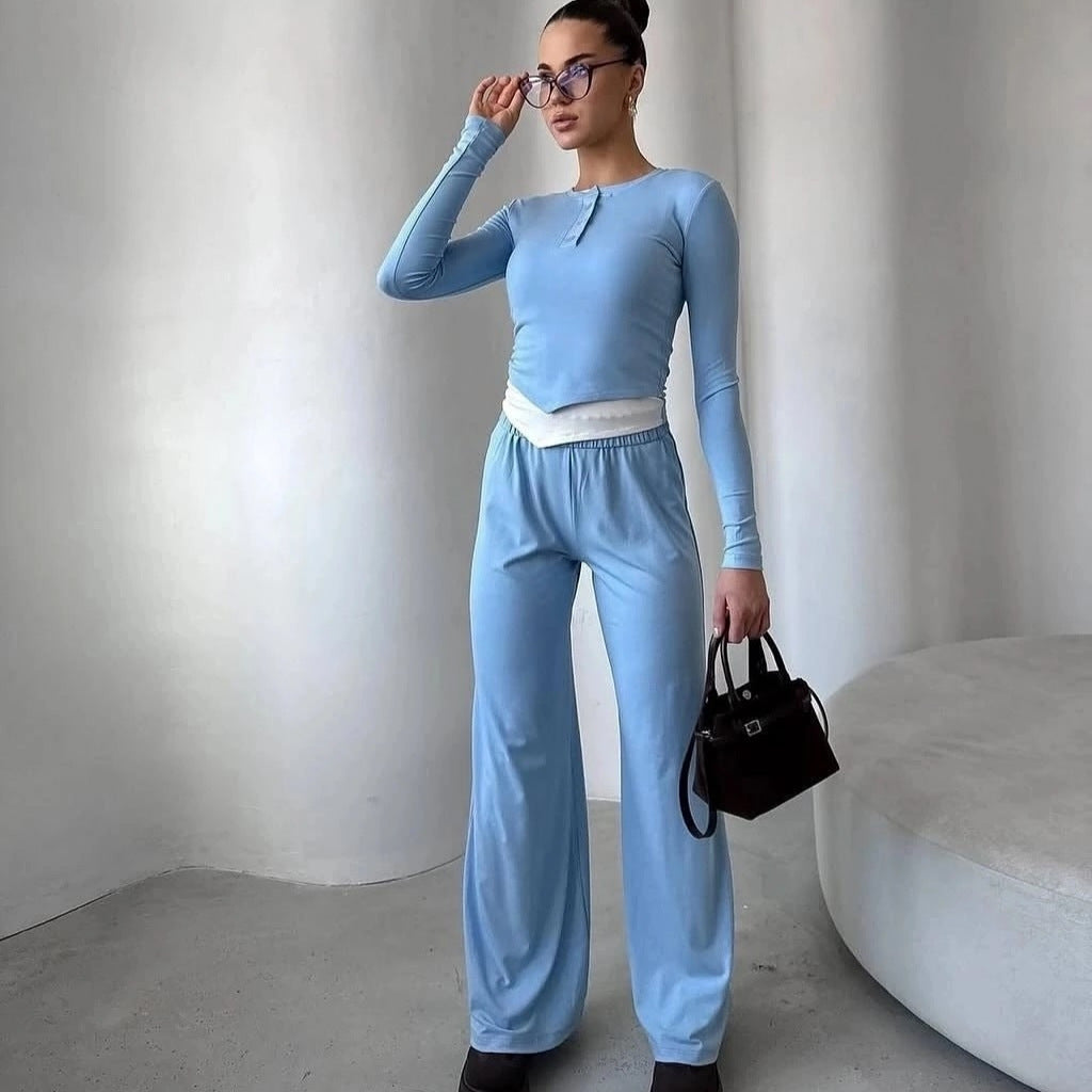 Women's Cozy Leisure Set with Sporty Design