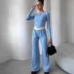 Women's Cozy Leisure Set with Sporty Design